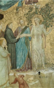 parente di giotto sposalizio di san francesco con la povertà 1316-1318 volta nella basilica inferiore di Assisi